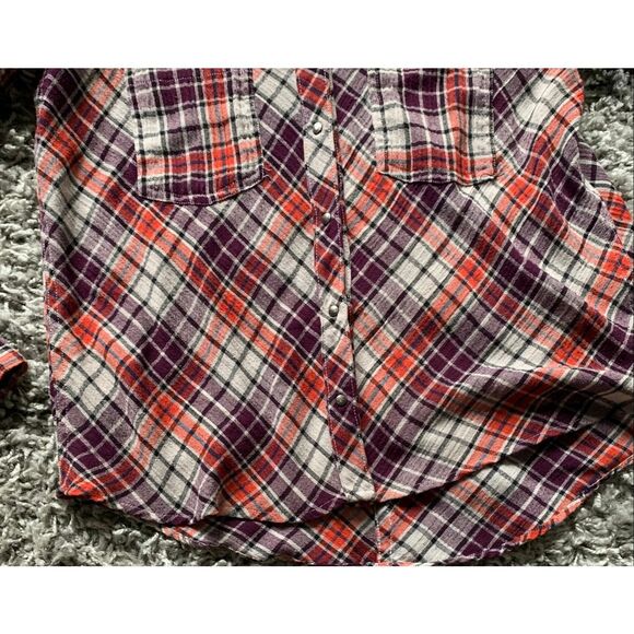 Free People Campfire PLAID flannel BOHO BLOUSE SHIRT TOP sz XS - Picture 5 of 9